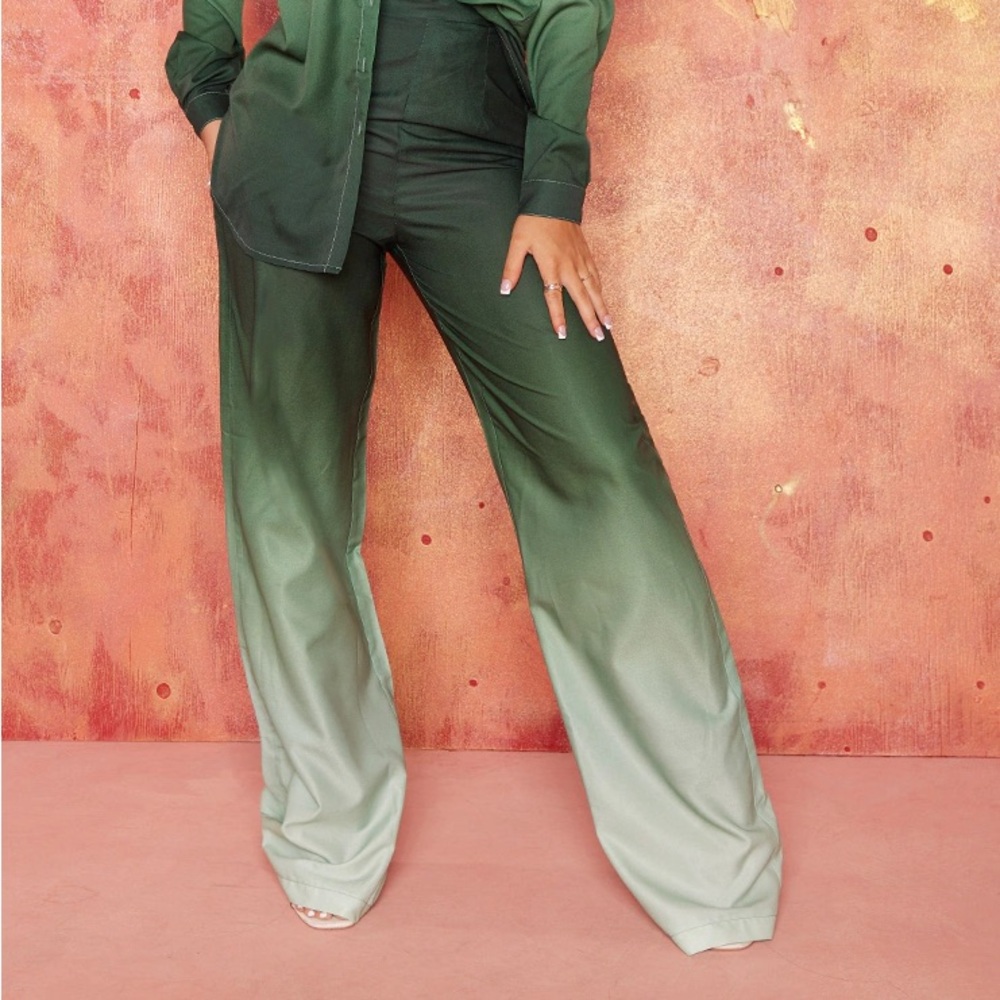 Pretty Little Thing Wide Leg Green Ombré Pant